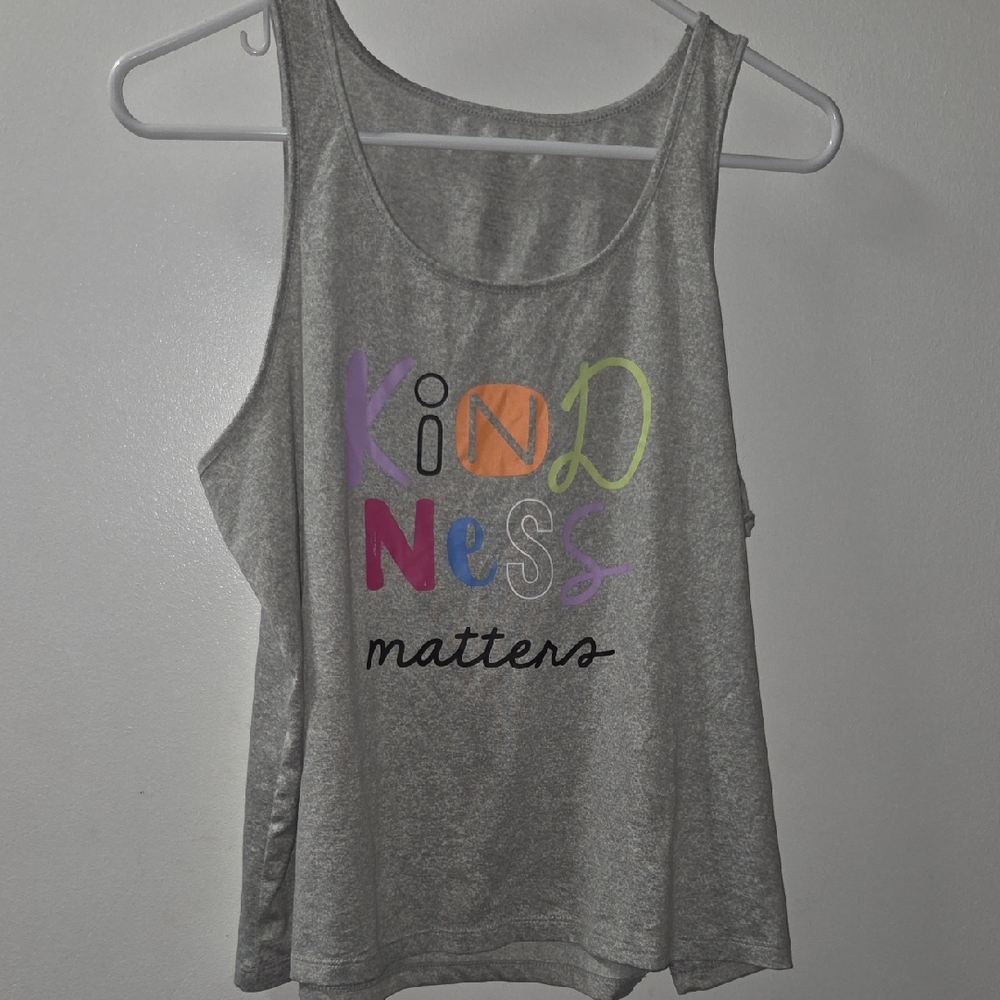 Gray Tank Top with Colorful 'Kindness Matters' Print